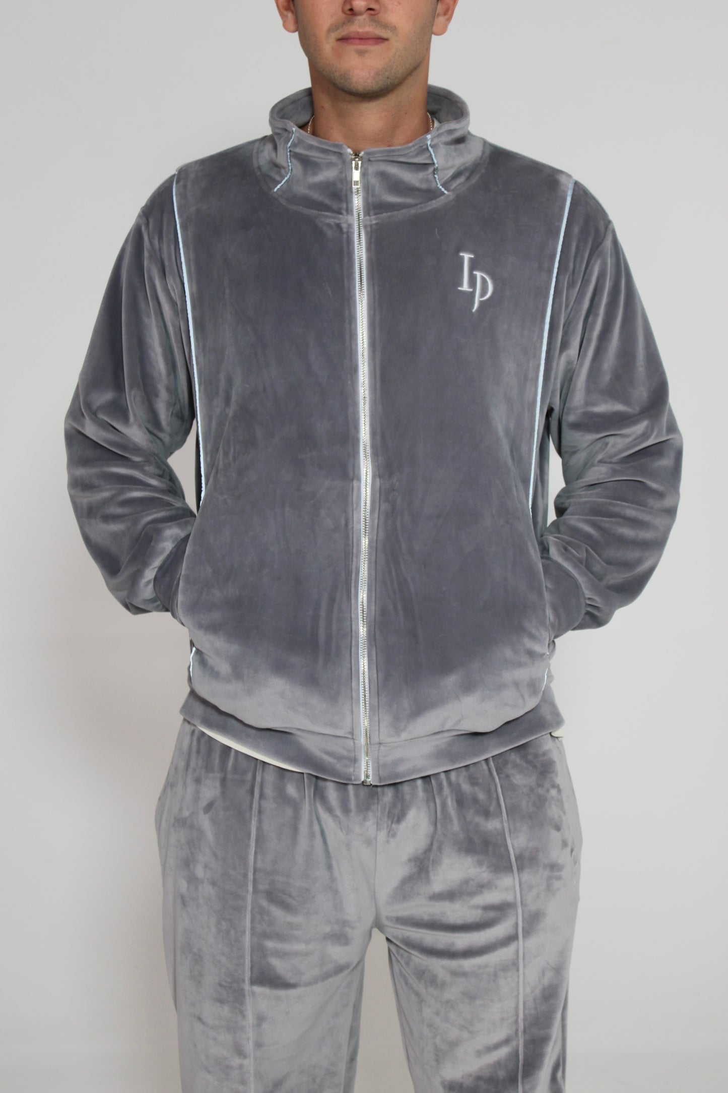 Velour Grey Zip-up