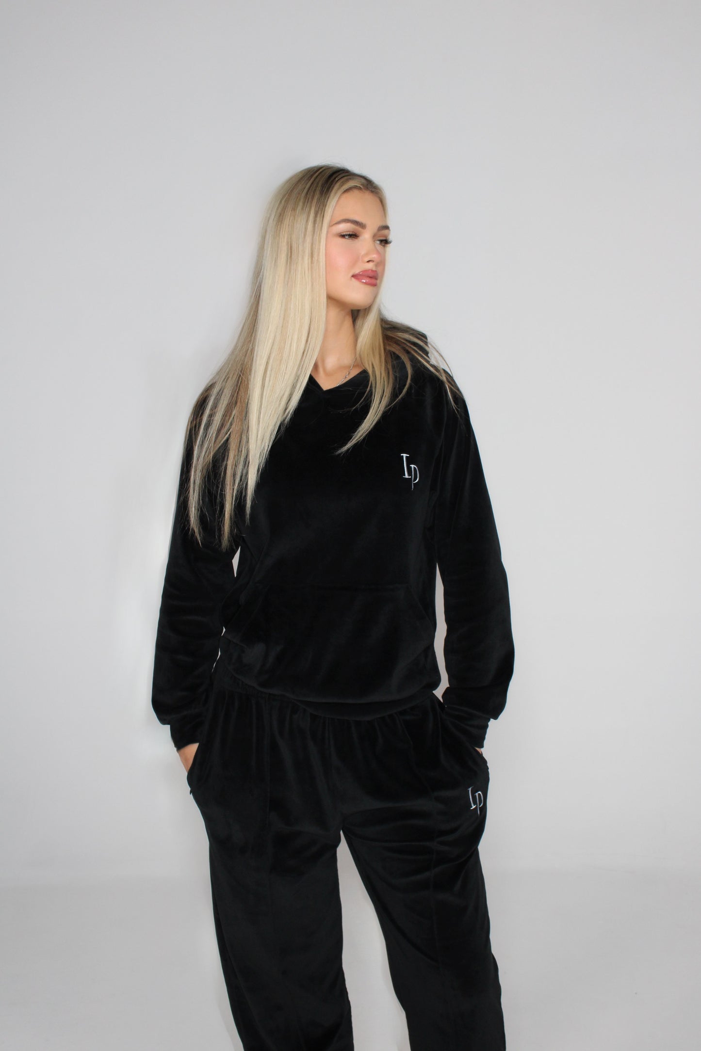 Velour Black Hoodie