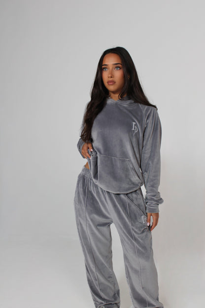 Velour Grey Hoodie