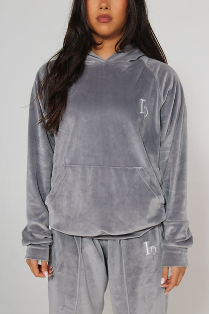 Velour Grey Hoodie