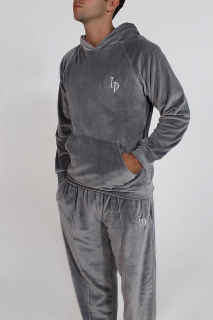 Velour Grey Hoodie